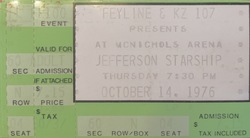 Jefferson Starship - Concert Ticket - October 14, 1976, Jefferson Starship on Oct 14, 1976 [359-small]