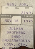 Allman Brothers Band - Concert Ticket - November 16, 1975, Allman Brothers Band on Nov 16, 1975 [406-small]