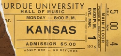 Kansas - Concert Ticket - March 1, 1976, Kansas on Mar 1, 1976 [427-small]