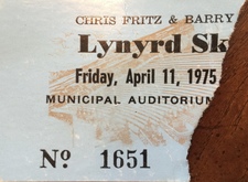 Lynyrd Skynyrd / Wet Willie - Concert Ticket - April 11, 1975, Lynyrd Skynyrd / Wet Willie on Apr 11, 1975 [479-small]