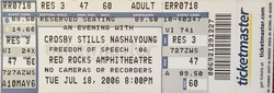 Crosby, Stills, Nash, & Young - Concert Ticket - July 18, 2006, Crosby, Stills, Nash & Young on Jul 18, 2006 [494-small]