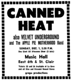 Canned Heat / the velvet underground / Apple Pie Motherhood Band on Dec 1, 1968 [976-small]