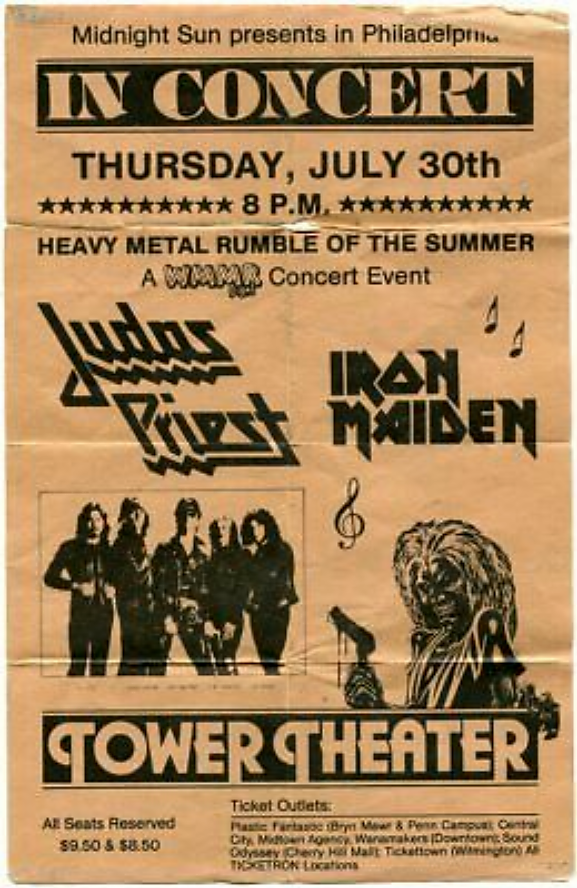 Jul 30, 1981 Judas Priest / Iron Maiden at Tower Theater Upper Darby, Pennsylvania, United