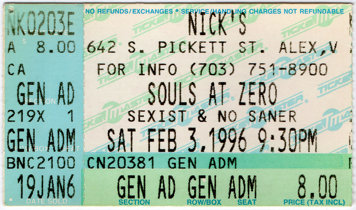 Concert History of Nick's Alexandria, Virginia, United States