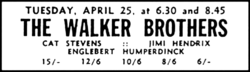 The Walker Brothers / Englebert humperdink / Cat Stevens / Jimi Hendrix on Apr 25, 1967 [304-small]