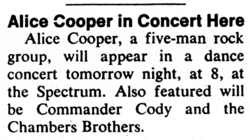 Alice Cooper / The Chambers Brothers / Commander Cody on Jan 15, 1972 [296-small]