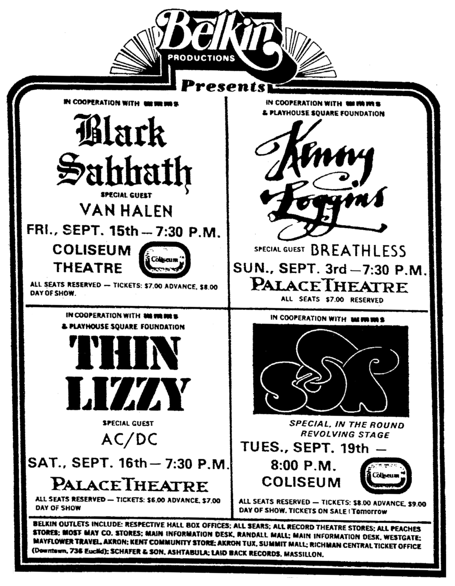 Concert History of Palace Theatre, Playhouse Square Center Cleveland