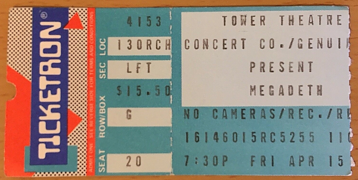Apr 15, 1988: Megadeth / Warlock / Sanctuary at Tower Theater Upper ...