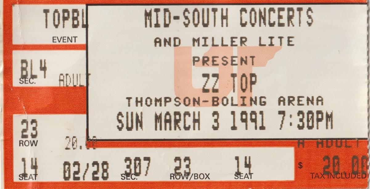 ZZ Top's 1991 Concert & Tour History Concert Archives