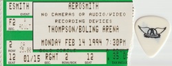 ticket stub and Brad Whitford's guitar pick, Aerosmith / Brother Cane on Feb 14, 1994 [984-small]