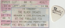 ticket stub and Rich Robinson's guitar pick, The Black Crowes / Dirty Dozen Brass Band on Apr 14, 1995 [017-small]