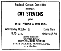 Cat Stevens / Mimi Farina & Tom Jans on Oct 27, 1971 [455-small]