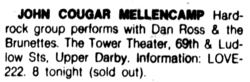 John Mellencamp / Dan Ross & The Brunettes on Apr 6, 1984 [594-small]