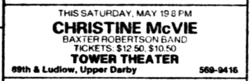 Christine McVie / Baxter Robertson Band on May 19, 1984 [606-small]