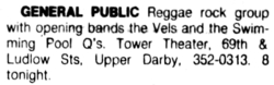 General Public / The Vels / Swimming Pool Q's on Dec 7, 1984 [640-small]