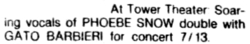 Phoebe Snow / Gato barbarie on Jul 13, 1978 [625-small]