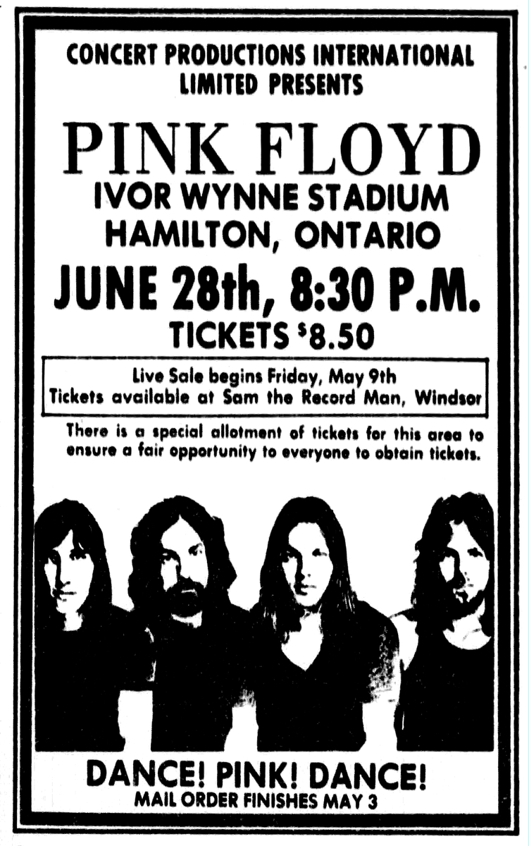 Jun 28, 1975: Pink Floyd at Ivor Wynne Stadium Hamilton, Ontario ...