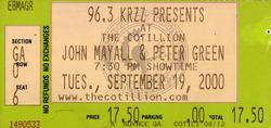 tags: Wichita, Kansas, United States, Ticket, The Cotillion - John Mayall & The Bluesbreakers / Peter Green Splinter Group on Sep 19, 2000 [468-small]