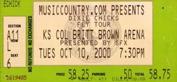 tags: The Chicks (fka Dixie Chicks), Wichita, Kansas, United States, Ticket, Kansas Coliseum - The Dixie Chicks / Patty Griffin on Oct 10, 2000 [475-small]