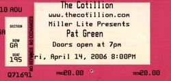 tags: Wichita, Kansas, United States, Ticket, The Cotillion - Pat Green on Aug 14, 2006 [611-small]