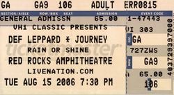 tags: Morrison, Colorado, United States, Ticket, Red Rocks Amphitheatre - Def Leppard / Journey on Aug 15, 2006 [618-small]