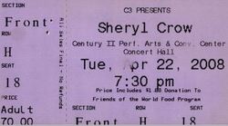 tags: Sheryl Crow, Wichita, Kansas, United States, Ticket, Concert Hall, Century II Convention Center - Sheryl Crow on Apr 22, 2008 [185-small]
