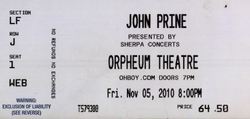 tags: John Prine, Wichita, Kansas, United States, Ticket, The Orpheum - John Prine  / Paul Thorn on Nov 5, 2010 [539-small]