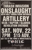 Onslaught / Artillery / VX36 / Raptor / Gladius / Revolution Overdue on Nov 22, 2014 [663-small]