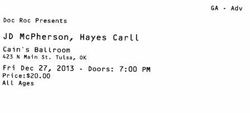 tags: Hayes Carll, JD McPherson, Tulsa, Oklahoma, United States, Ticket, Cain's Ballroom - JD McPherson / Hayes Carll on Dec 27, 2013 [099-small]