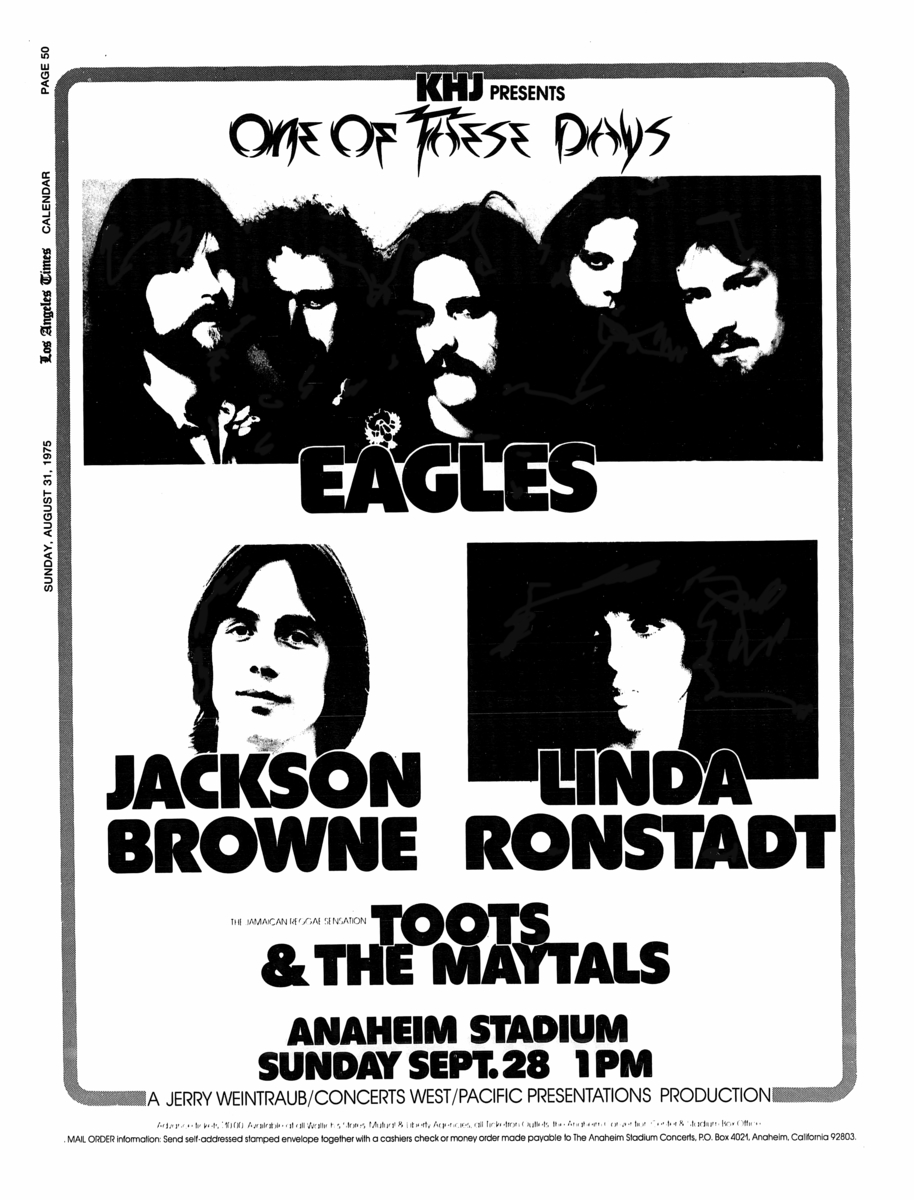 Sep 28, 1975 The Eagles / Jackson Browne / Linda Ronstadt / Toots