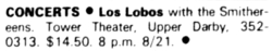 Los Lobos / The Smithereens on Aug 21, 1987 [962-small]