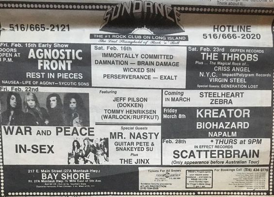 Mar 08, 1991: Kreator / Biohazard / Napalm at Sundance Bay Shore, New York,  United States | Concert Archives