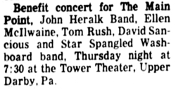 Tom Rush / John Heralk Band / Ellen McIlwaine / David Sancious / Star Spangled Washboard on Nov 11, 1976 [055-small]