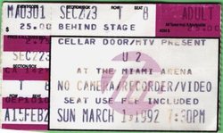 U2 / ______ on Mar 1, 1992 [826-small]