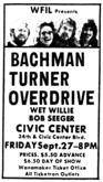 Bachman-Turner Overdrive / Wet Willie / Bob Seger and the Silver Bullet Band on Sep 27, 1974 [541-small]