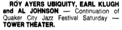 Roy Ayers Ubiquity / Al Jarreau / Earl Klugh on Oct 1, 1977 [151-small]