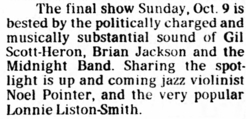 Lonny Liston-Smith / Gil Scott-Heron / Brian Jackson The The Midnight Band / Noel pointer on Oct 9, 1977 [161-small]