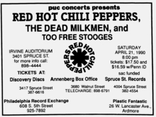 Red Hot Chili Peppers / The Dead Milkmen /  Too Free Stooges on Apr 21, 1990 [705-small]