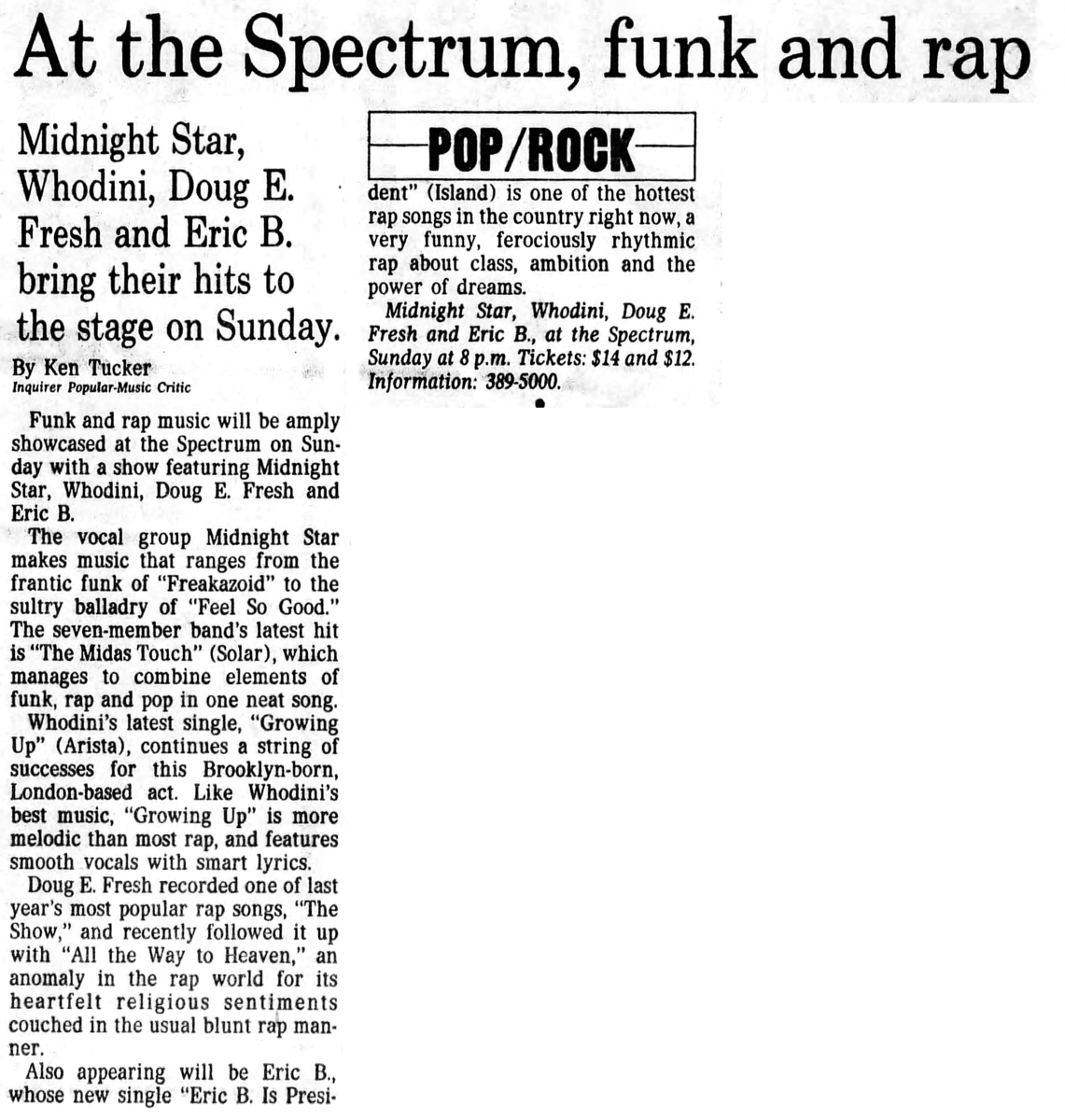 Eric b concert tour history concert archives