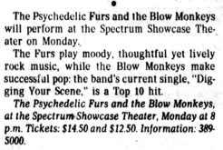 Psychedelic Furs / Blow Monkeys on Aug 11, 1986 [024-small]