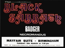 Black Sabbath / Badger / Necromandus on Mar 13, 1973 [362-small]