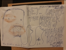 Herman Düne autographs, on a cartoon scribbled by Jeffrey Lewis (I think), Herman Düne / The Broken Family Band / Lionshare / of Montreal on Jan 16, 2003 [907-small]