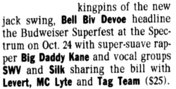 Bell Biv Devoe / Big Daddy Kane / SWV / Silk / LeVert / MC Lyte / Tag Team on Oct 24, 1993 [968-small]