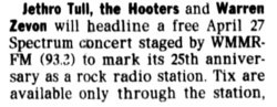The Hooters / Jeffrey Gaines / Warren Zevon / David Crosby / Jethro Tull / Paul Rodgers and Neal Schon on Apr 27, 1993 [978-small]