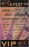 tags: Mix Mob, Jack Johnson, Unwritten Law, Cake, Chula Vista, California, United States, Gig Poster, Ticket, Setlist, Merch, Crowd, Gear, Stage Design, Coors Ampitheater - Mix Mob / Jack Johnson / Unwritten Law / Cake on Jun 8, 2002 [049-small]