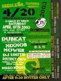 tags: Mix Mob, Mower, Dubcat, Diego Roots, San Diego, California, United States, Gig Poster, Ticket, Setlist, Crowd, Merch, Gear, Stage Design, Brick by Brick - Mix Mob / Mower / Dubcat / Diego Roots on Apr 20, 2003 [149-small]