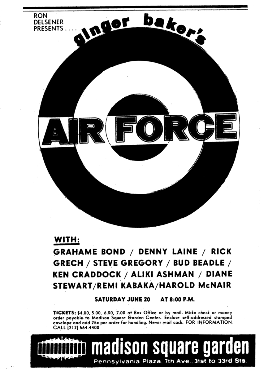 Ginger Baker's Air Force Concert & Tour History Concert Archives