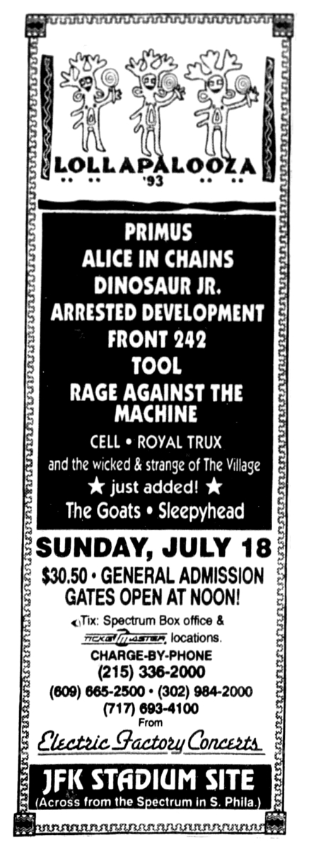 1993 lollapalooza tour dates