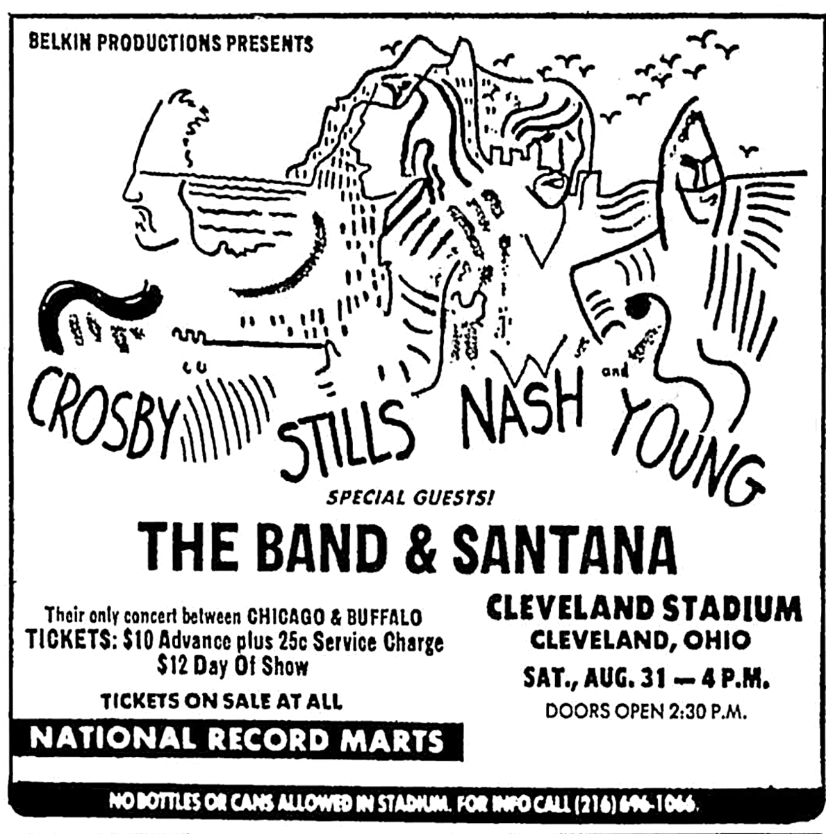 Aug 31, 1974 Crosby Stills Nash & Young / The Band / Santana at