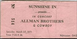 Allman Brothers Band / Cowboy / Bruce Springsteen on Mar 27, 1971 [963-small]